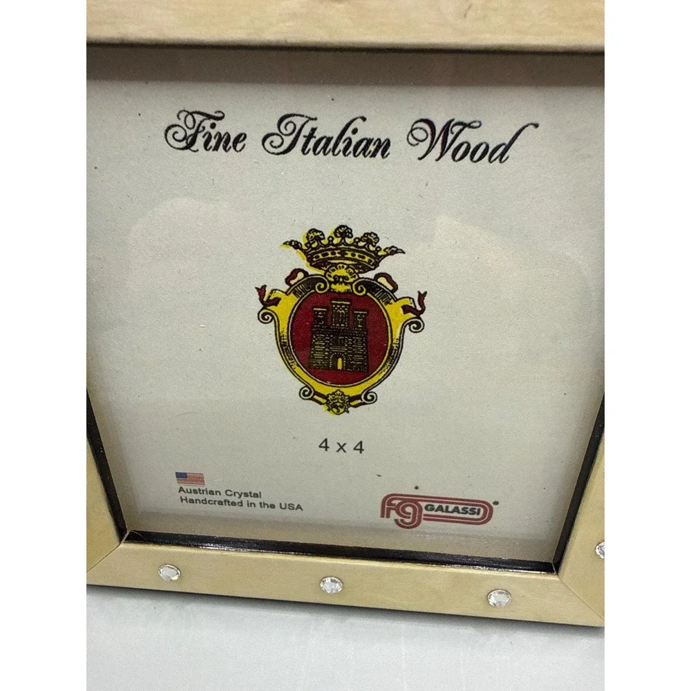 Galassi Fine Italian Wood Picture‎ Frame 4x4 Austrian Crystal Gold Handcrafted